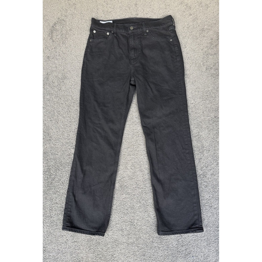 Gap 90s Straight High Rise Black Jeans Womens 30 10P Petite Stretch Denim